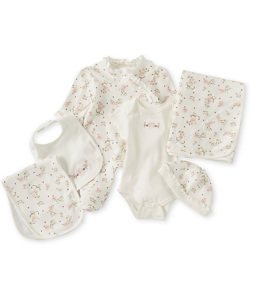 Baby Girls Spanish Style Romany Pink Roses Layette Set 5 Piece Outfit & Gift Bag 