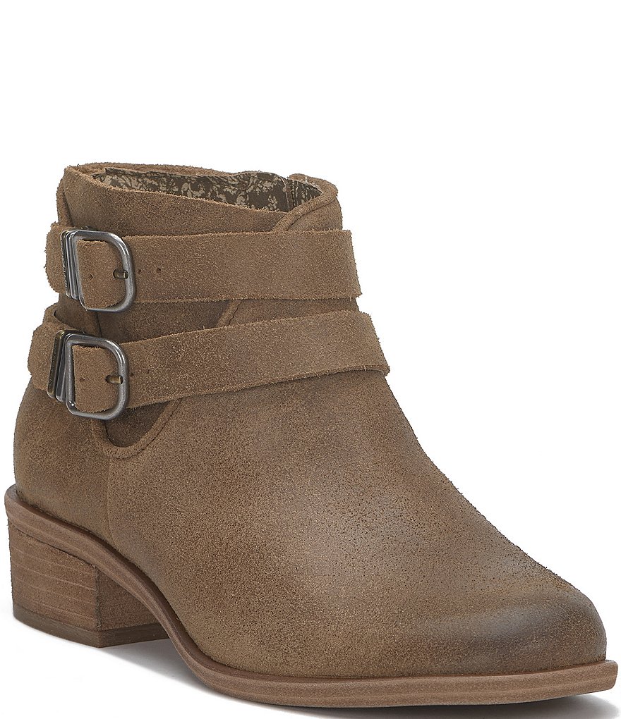 Lucky Brand Befind Distressed Leather Double Buckle Ankle Booties Dillard s