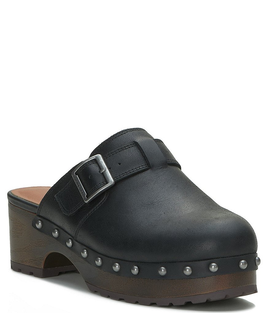 Lucky Brand Belvy Leather Buckle Detail Studded Clogs Dillard s