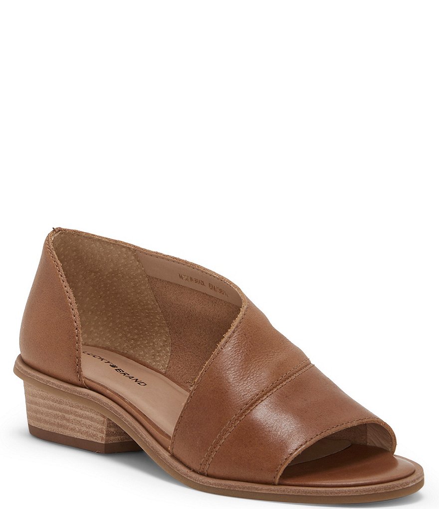 LUCKY BRAND Womens Brown Cut-Out Side Menswear-Inspired Cahill Round Toe  Block Heel Slip On Flats 8.5 M 