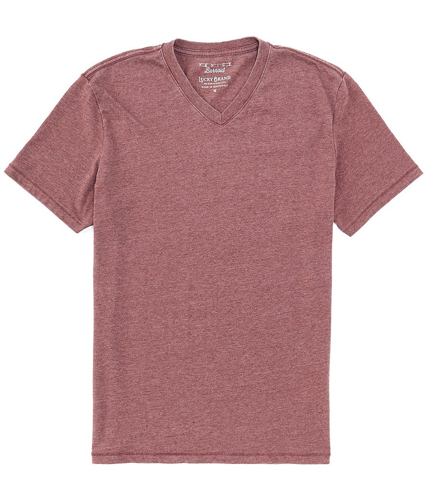 Lucky Brand Men's Venice Burnout Notch Neck Tee Shirt, American Navy, M :  : Fashion