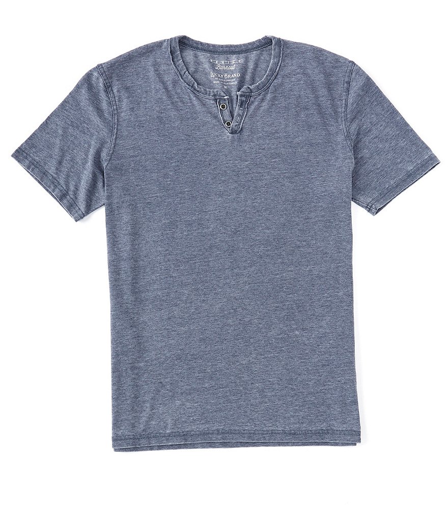 Lucky Brand Men's Long Sleeve Venice Burnout Notch Neck Shirt - Macy's
