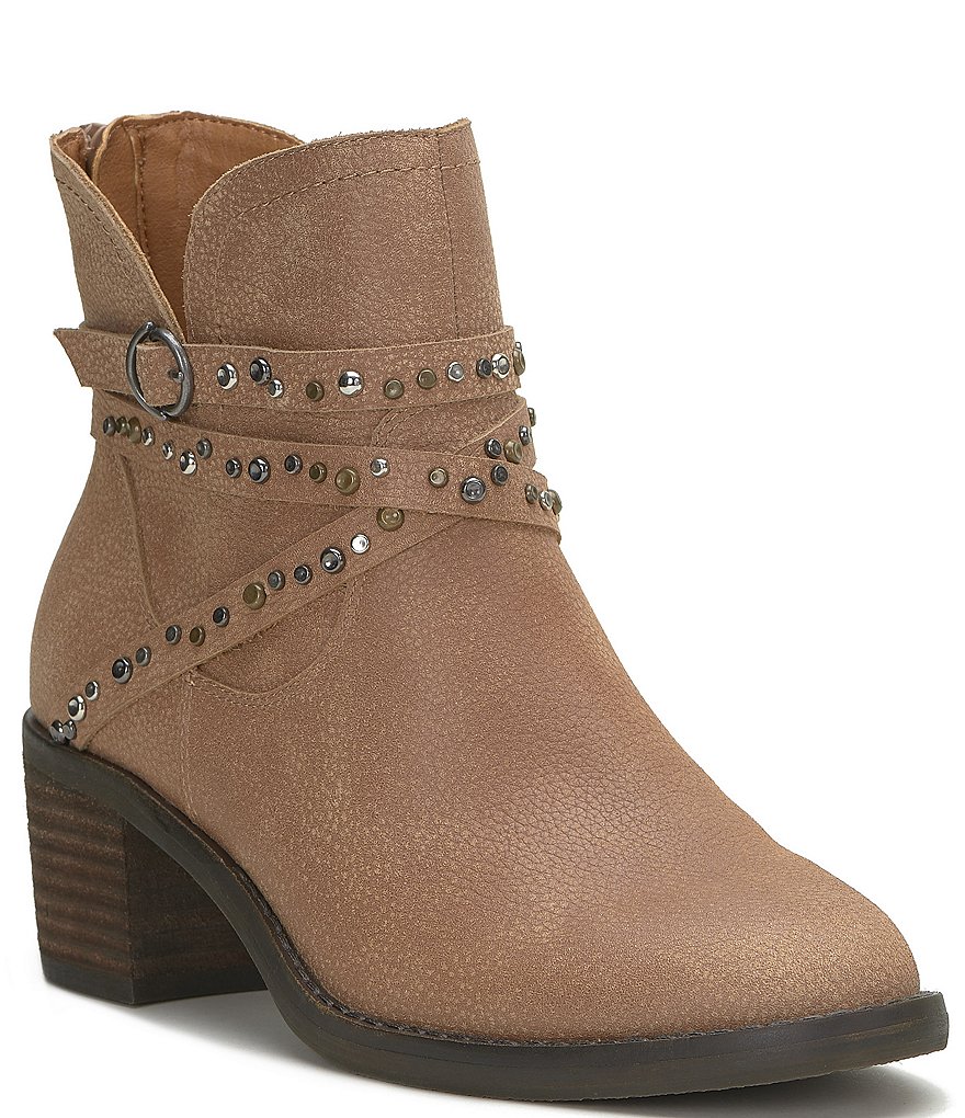 Lucky Brand Womens Callam Leather Studded Strap Booties