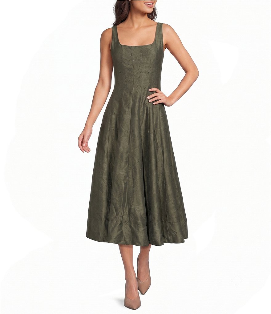 LUCY Lucy Paris Alain Panel Square Neck Sleeveless A-Line Midi Dress