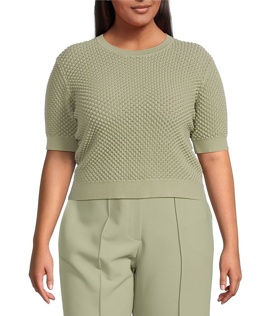 Lucy Paris Plus Elise Short Sleeve Sweater Knit Top Dillard's