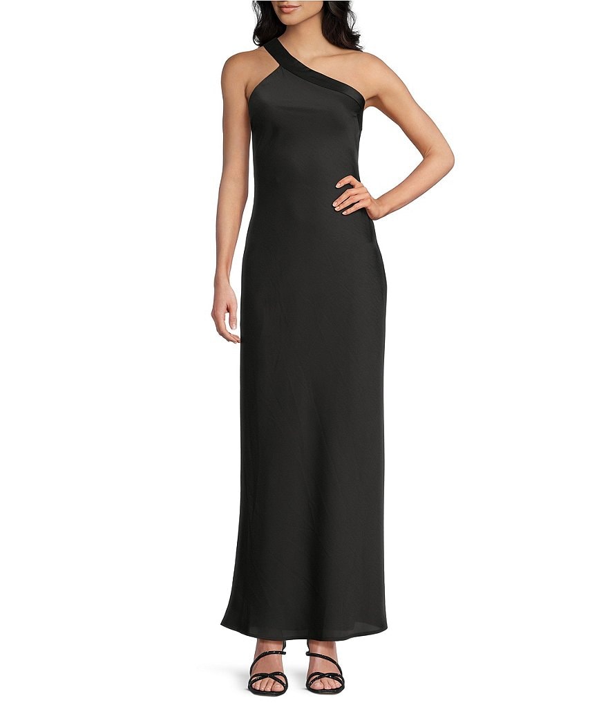 Lulus Bobbi Satin Asymmetric Neck Full Length Dress | Dillard's