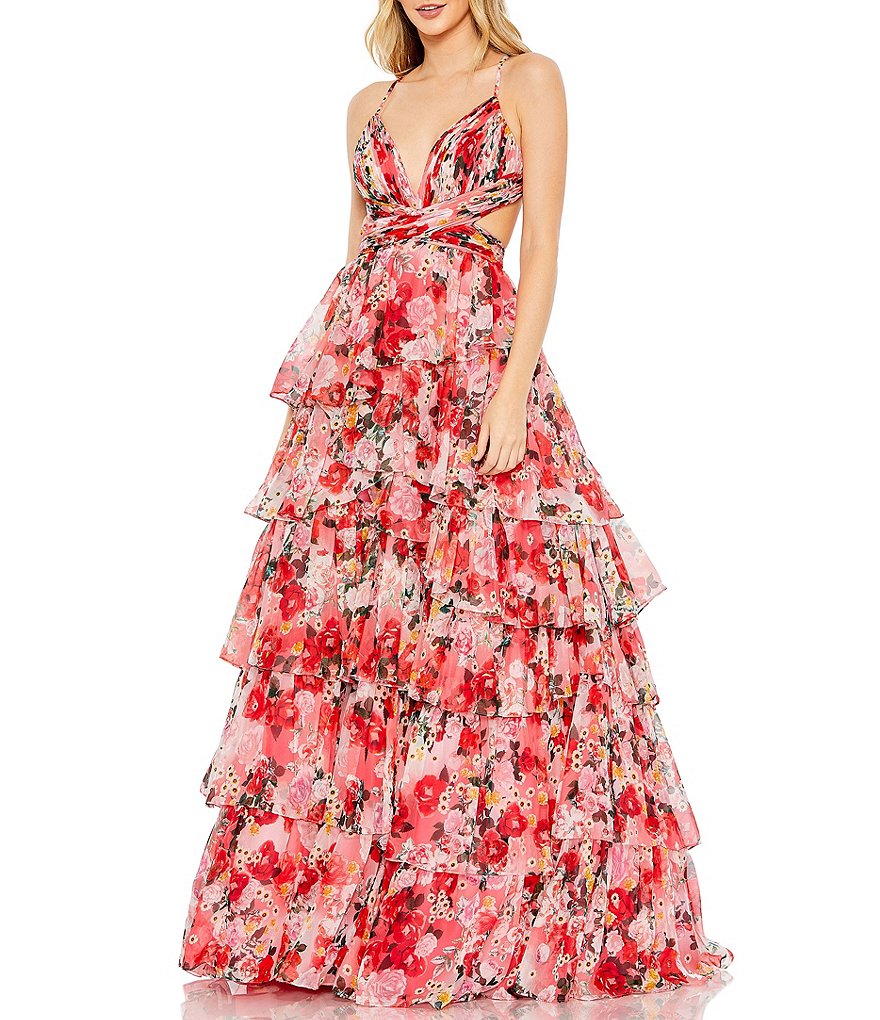 【Mac Duggal】Ruffle Tiered Floral Chiffon Gown 関税送料込 Mac Duggal | Dresses | Mac Duggal Ruffle Tiered Floral