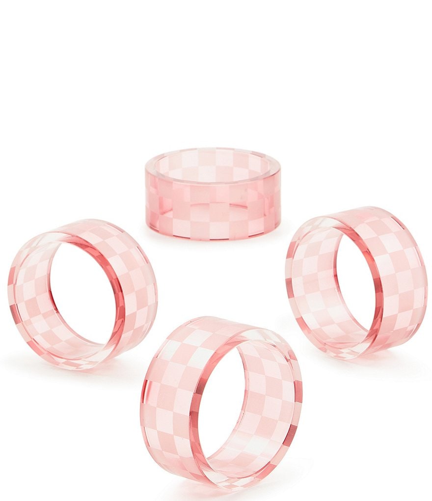 MacKenzie-Childs Check Glass Napkin Rings, Set of 4
