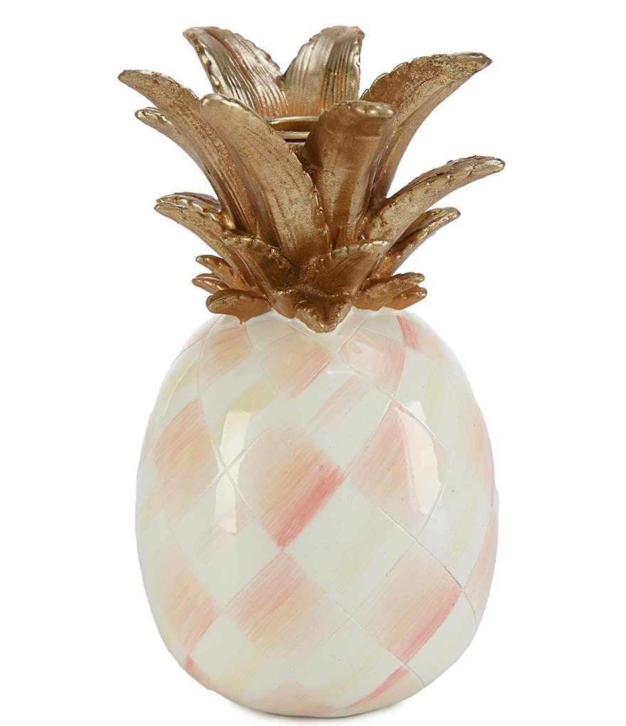MacKenzie-Childs Rosy Check Pineapple Candle Holder