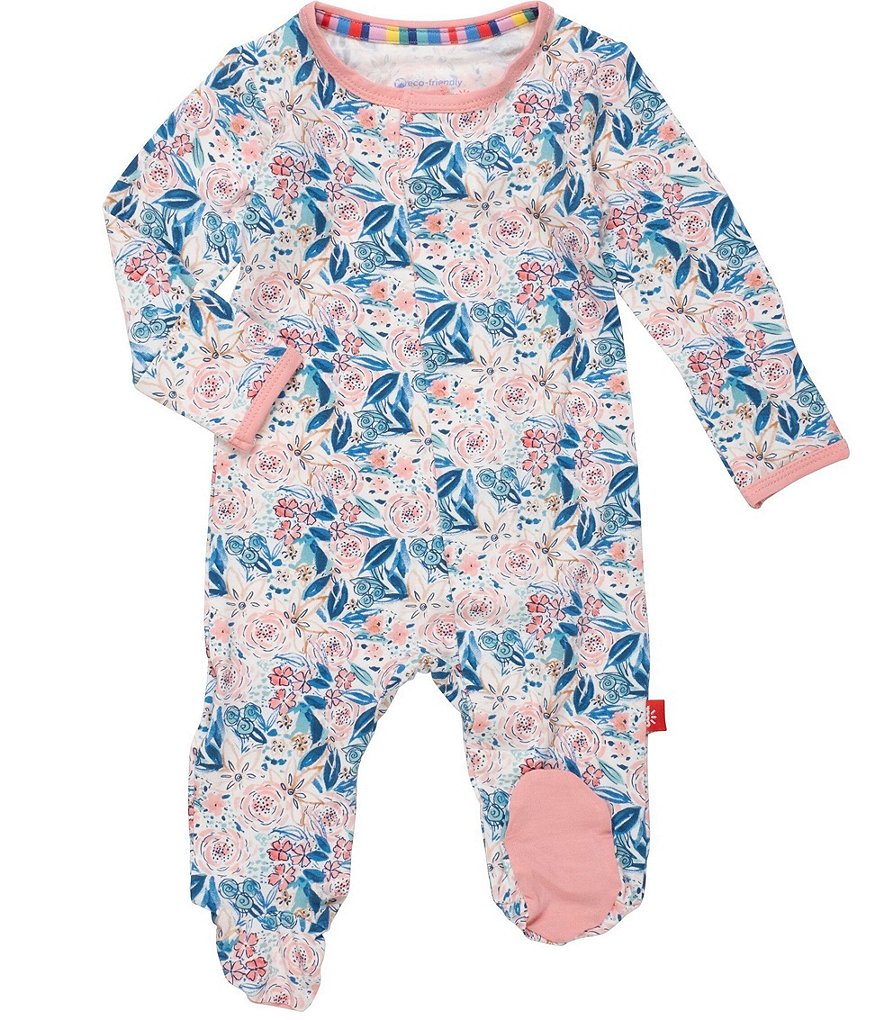 Magnetic Me Baby Girls Preemie-9 Months Long Sleeve Floral Footed ...
