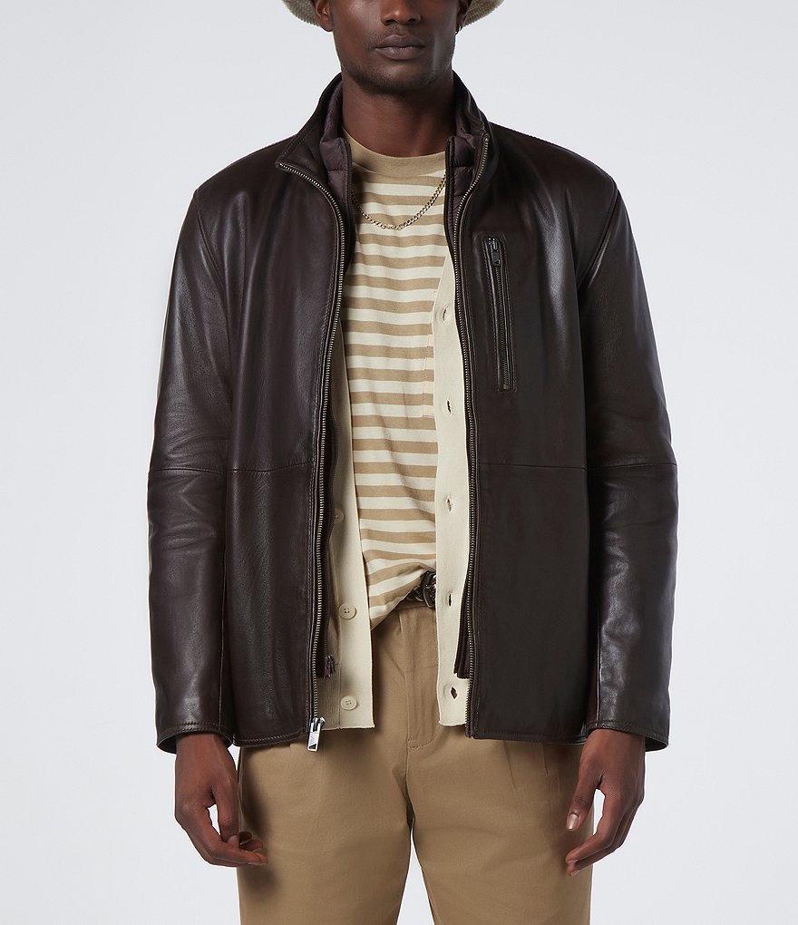 Marc New York Wollman Leather Bomber Jacket With Removable