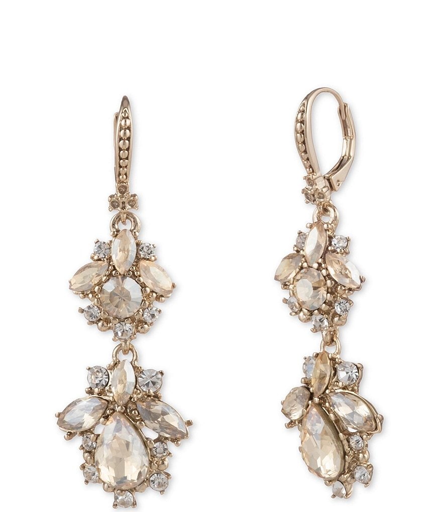 Marchesa Vintage Cluster Crystal Double Drop Earrings | Dillard's