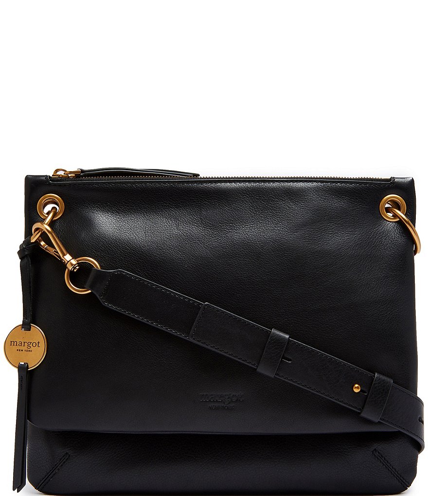 MARGOT New York Genuine Leather Crossbody Bag ~ 10” X 10” X 2”