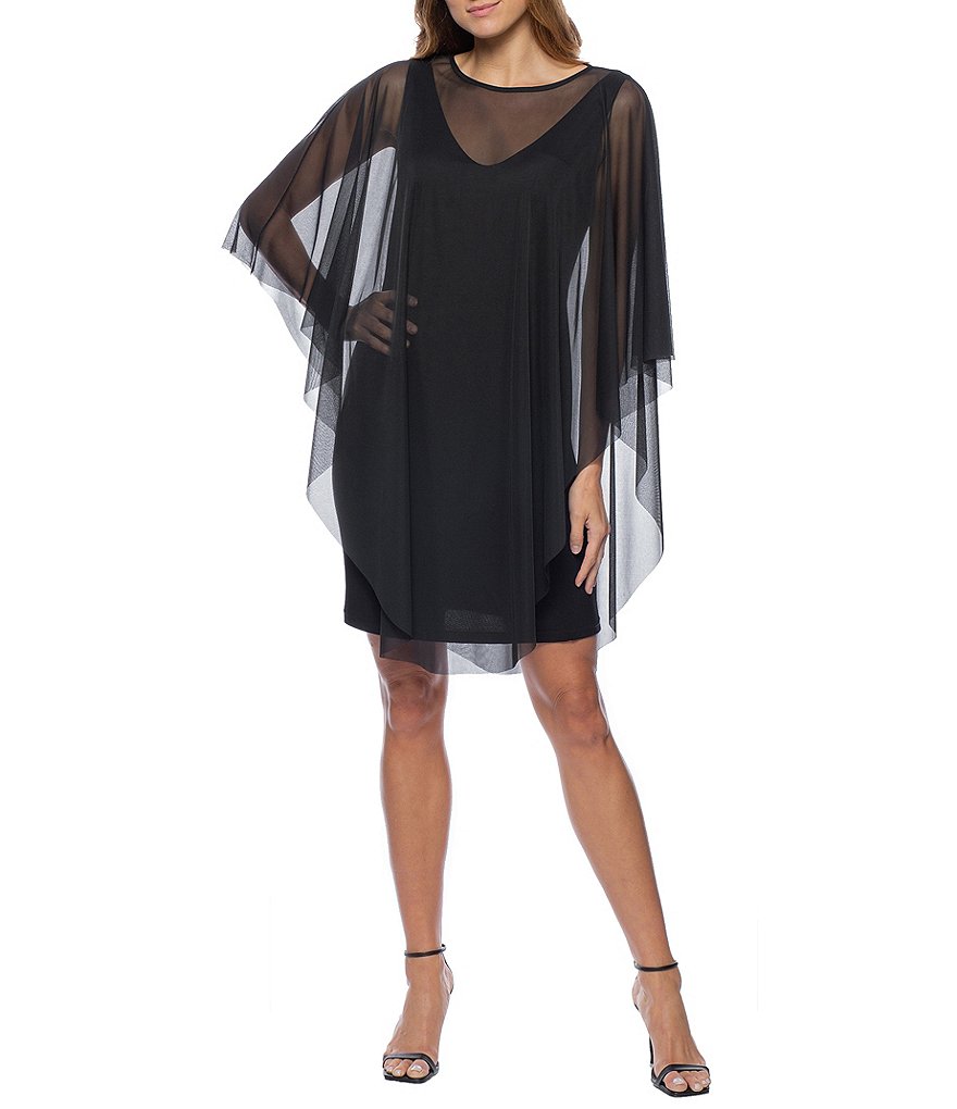 Marina Sheer Overlay Sleeveless V-Neck Short Sheath Dress | Dillard's