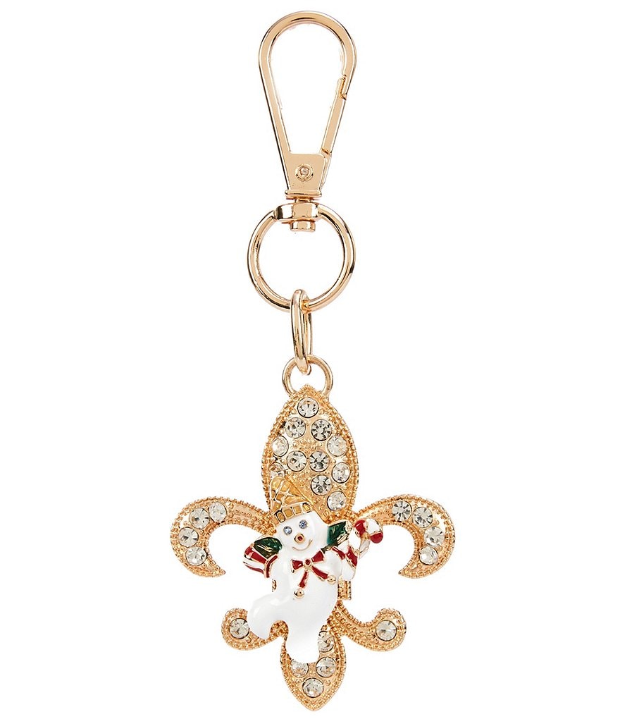 Merry Bright Bingle Fleur De Lis Christmas Charm Drop Key