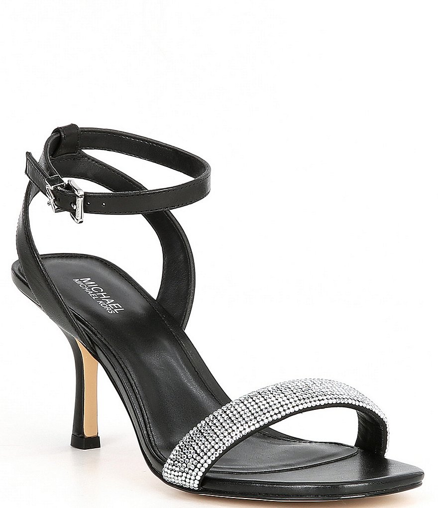 Michael Kors Carrie Leather Rhinestone Embellished Dress Sandals | Dillard's