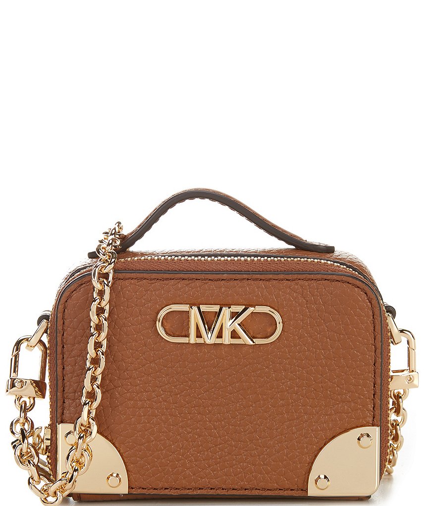 CALVIN KLEIN Women's Brown Leather Chain Strap Crossbody Handbag
