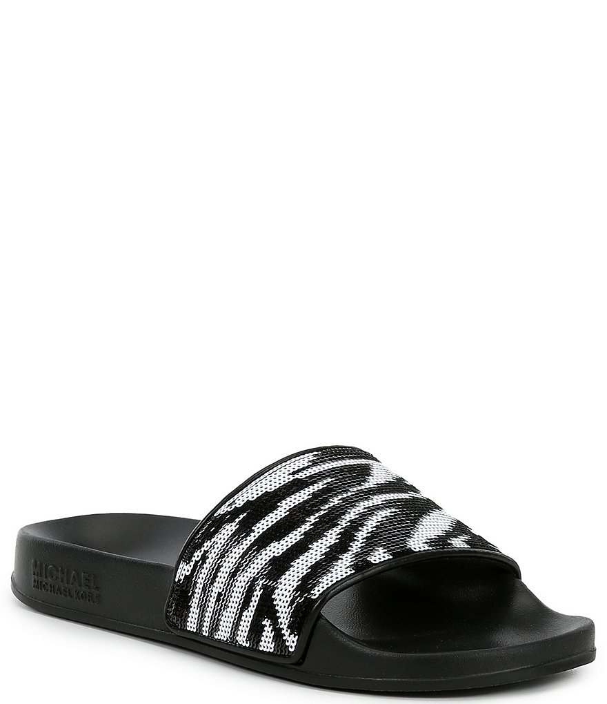 Michael Kors Gilmore Sequin Zebra Slides | Dillard's