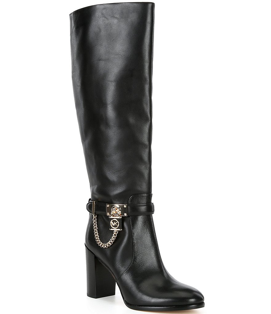Michael Kors Hamilton Leather Chain and Lock Tall Boots | Dillard's