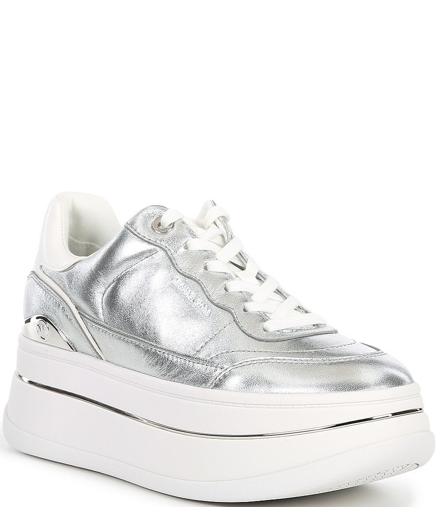 Michael Kors Hayes Metallic Leather Platform Lace Up Sneakers | Dillard's