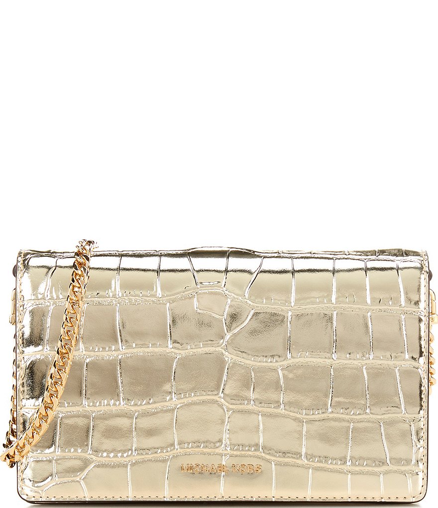 Michael Kors Black and Gold Crocodile Print orders Leather Bag