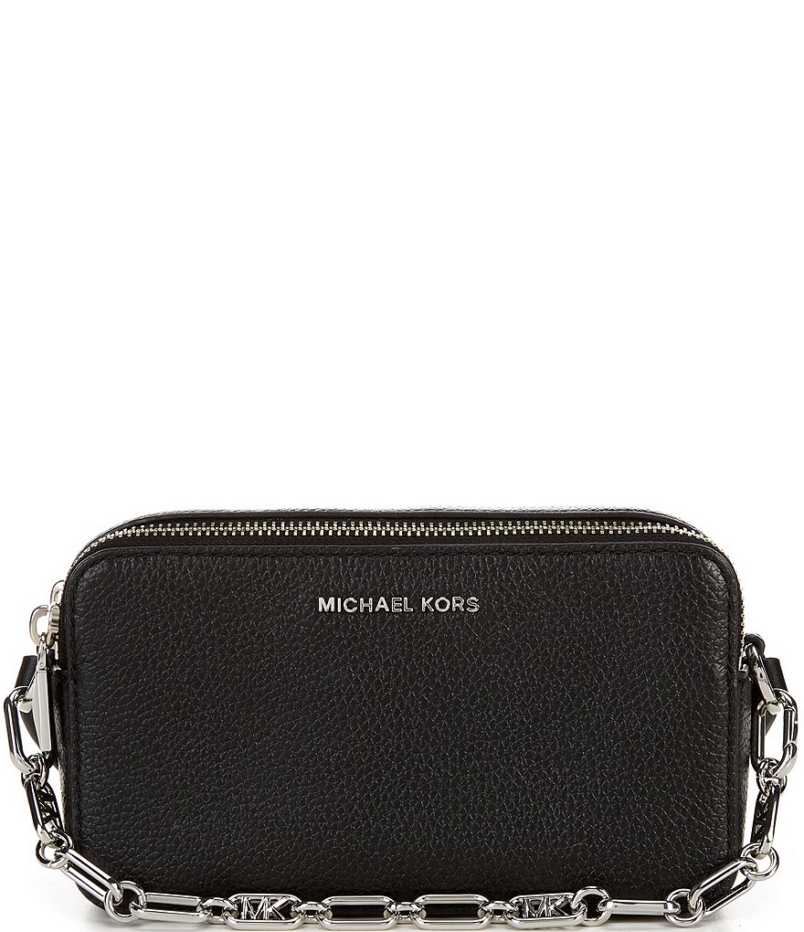 Michael Kors Jet Set Small Pebbled Leather Double Zip Camera Bag Small  (Vanilla) 32S3GJ6C5B-149 - AllGlitters