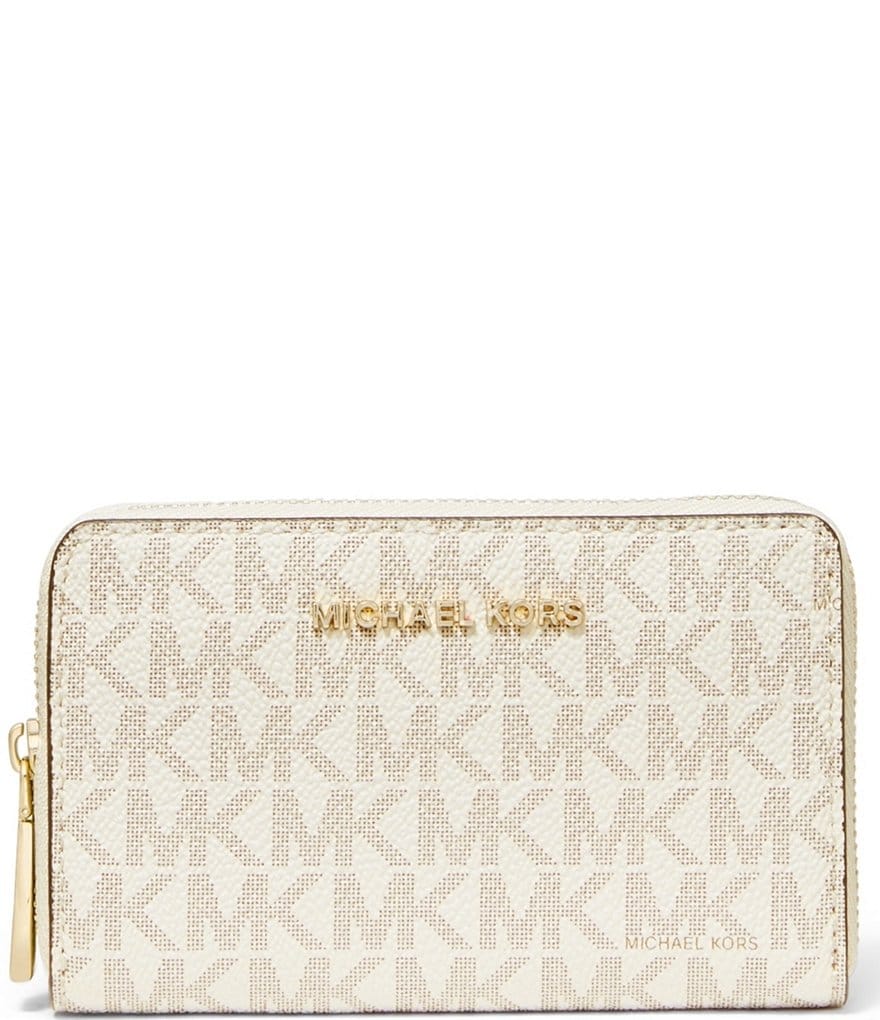 Michael Kors Jet Set Small Signature Logo Semi Lux Zip Around Card Case