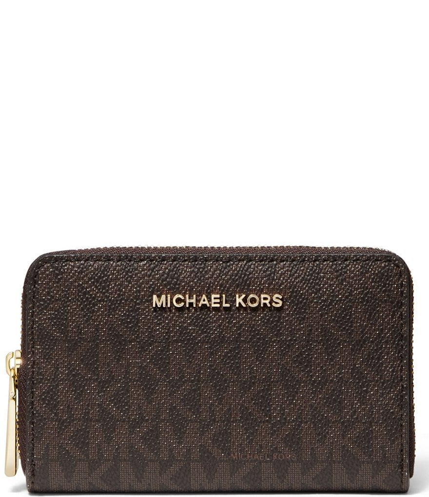 Michael Kors Jet Set Charm Signature Logo Printed Lg sale Dome & Sm Zip Around Card