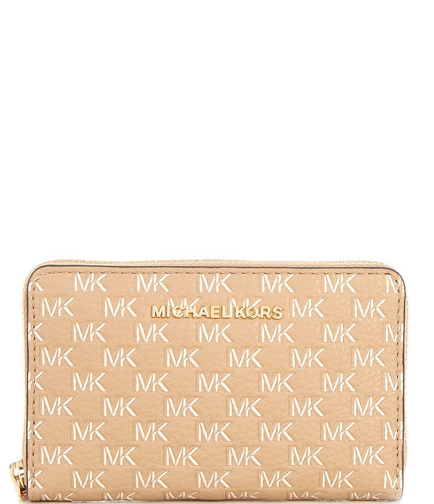 Michael kors jet set travel small zip around card case wallet brown mk  luggage