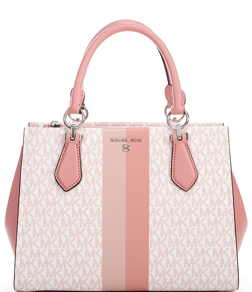 Michael Kors Marilyn Signature Logo Semi Lux Medium Pink Satchel Bag