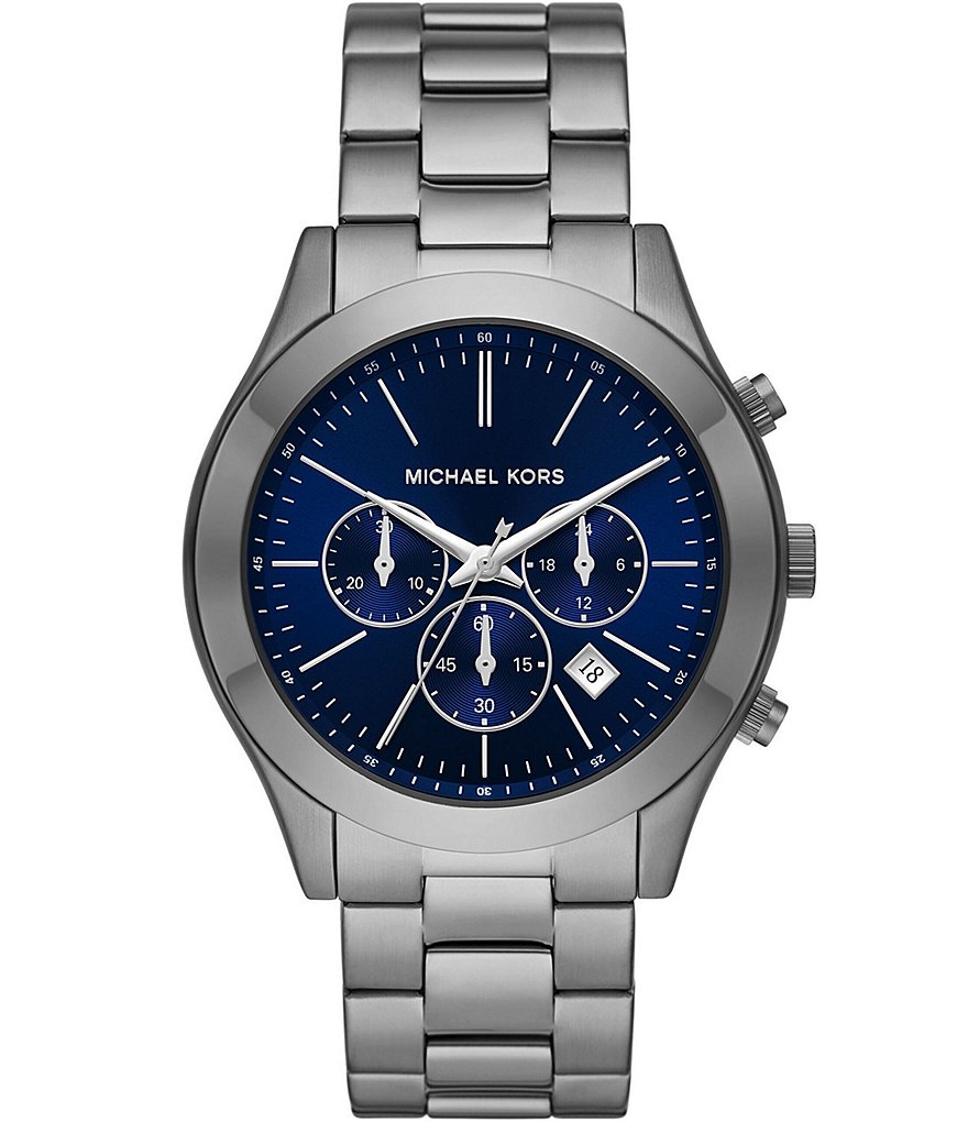 Michael Kors Mens Slim Runway Chronograph Gunmetal Stainless Steel Bracelet Watch Dillards 4217