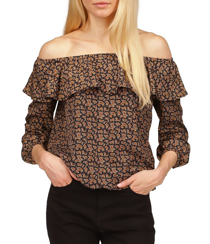 MICHAEL Michael Kors Paisley Off-The-Shoulder Ruffle Blouse | Dillard's