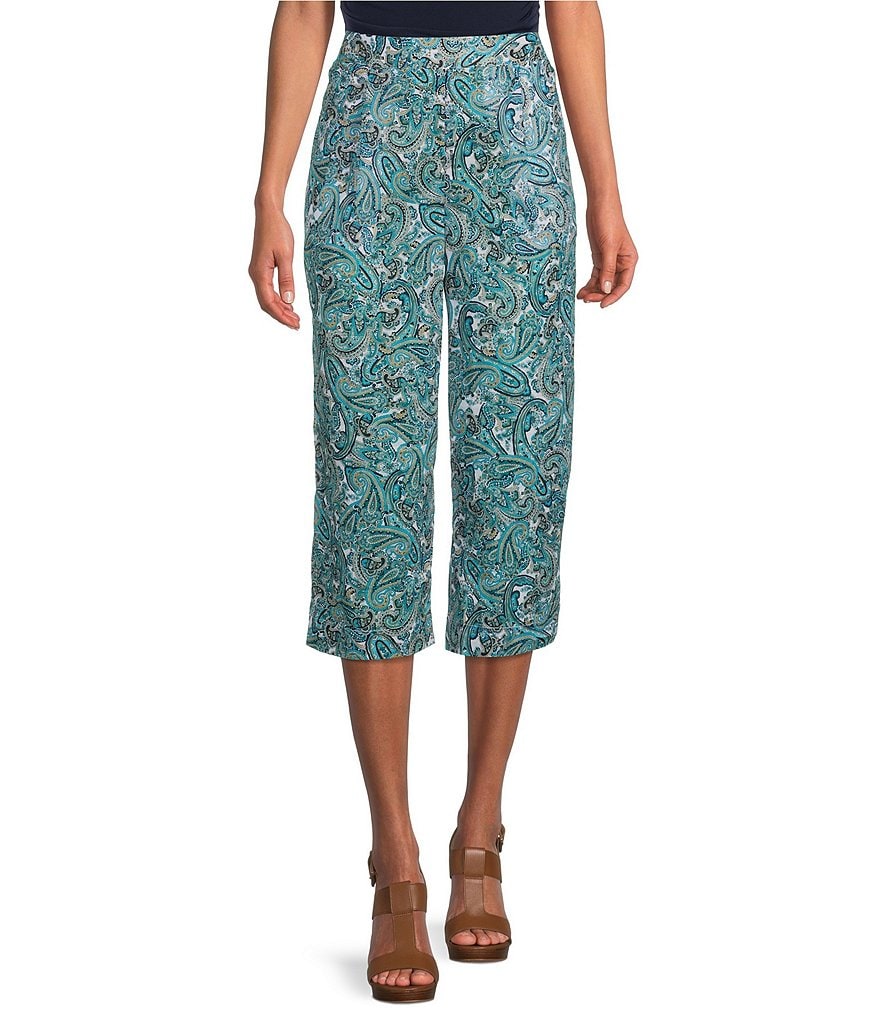 MICHAEL Michael Kors Paisley Printed Flat Front Woven Coordinating Capri  Pants | Dillard's