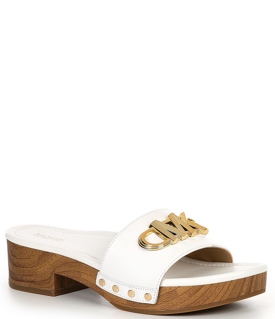 Michael Kors Parker Leather MK Hardware Platform Clog Slides | Dillard's