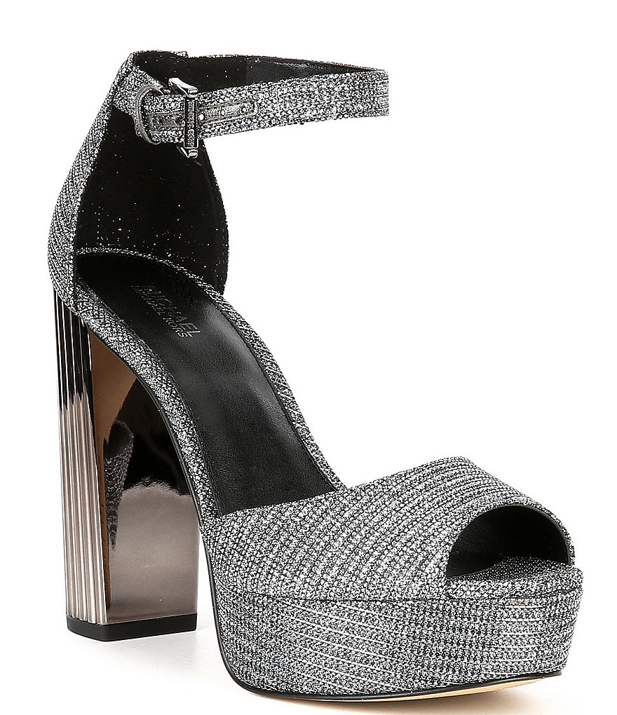 Michael Kors Porter Glitter Fabric Platform Ankle Strap Dress Sandals |  Dillard's
