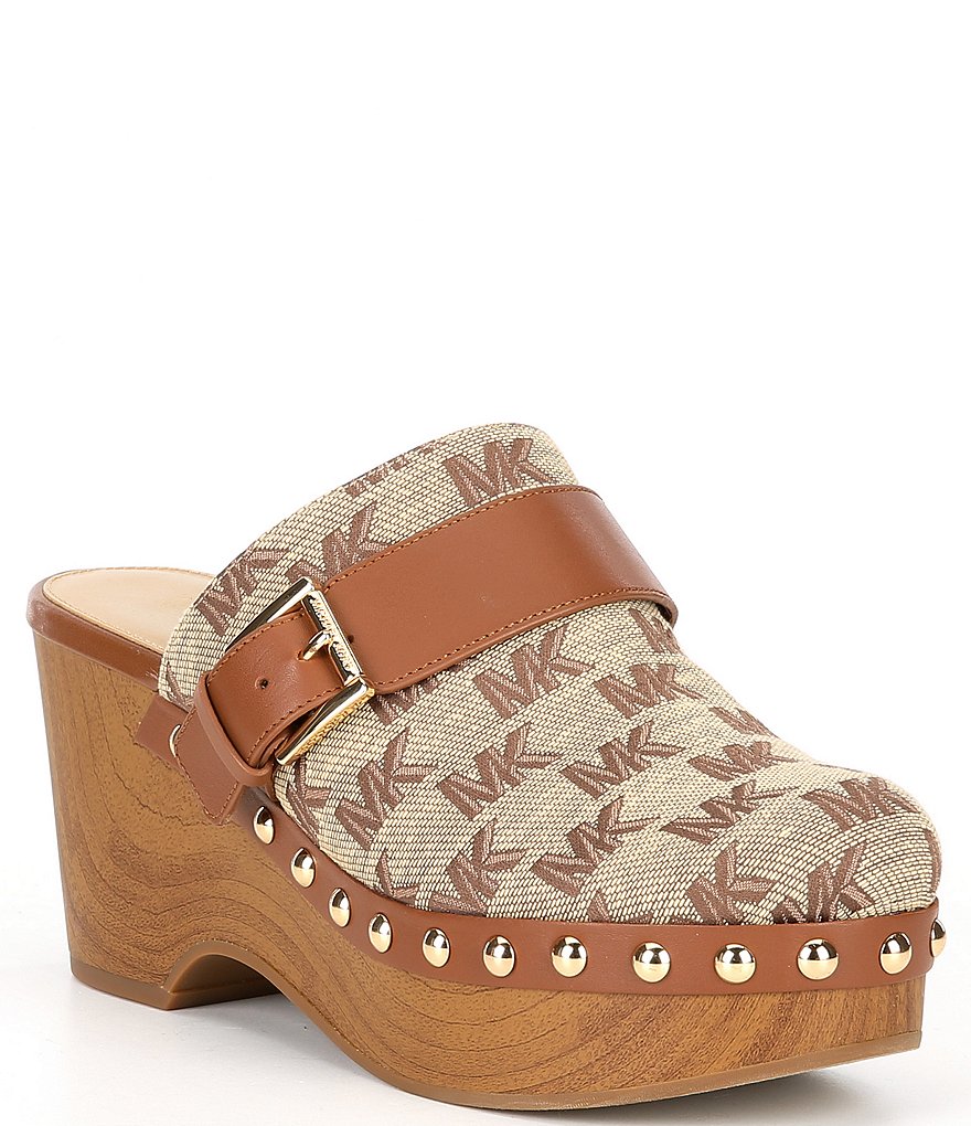 Michael Kors Rye Signature Jacquard Platform Clogs | Dillard's