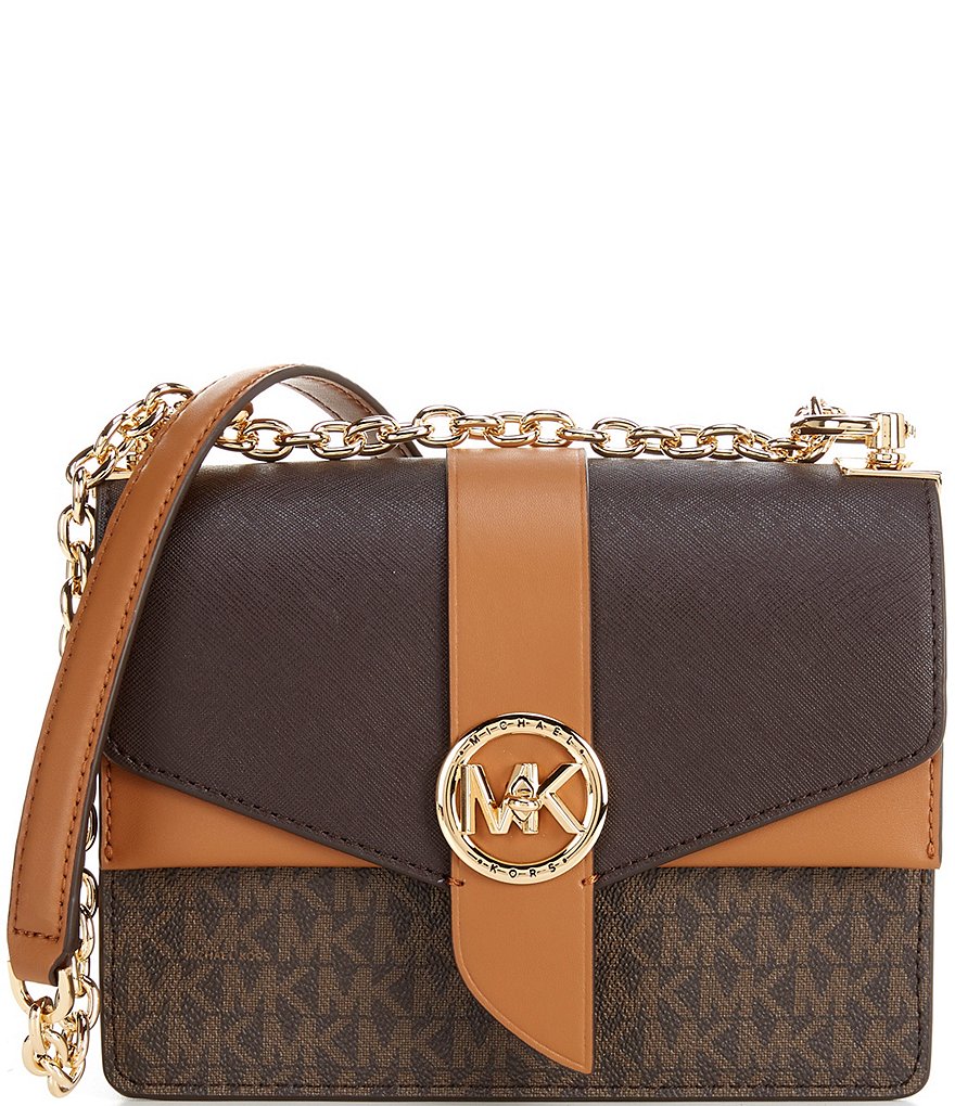 Michael Kors Red Ladies Greenwich Small Logo and Leather Crossbody
