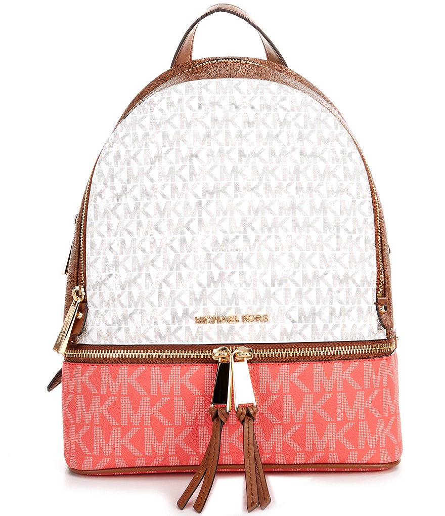 Michael Kors Signature Logo Rhea Zip Medium Tri-Color Block Backpack |  Dillard's