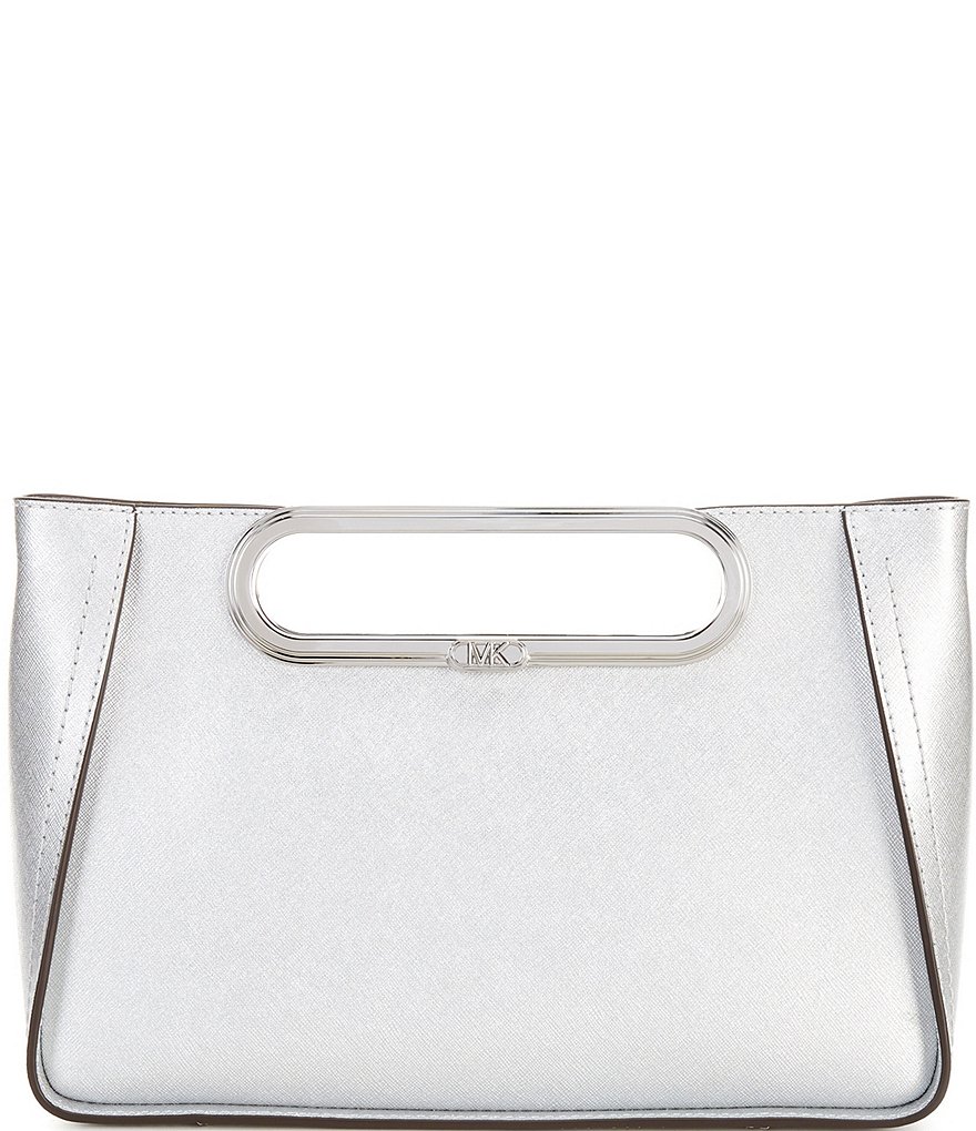 Michael Kors Silver Metallic Chelsea Large Convertible Clutch | Dillard's