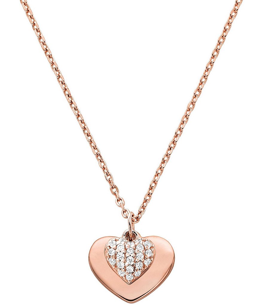 Michael Kors Love Collection Sterling Silver Pave Heart Necklace ...