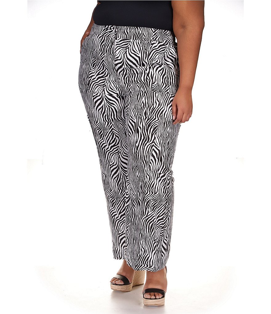 MICHAEL Michael Kors Zebra Print Wide Leg Linen Cargo Pants