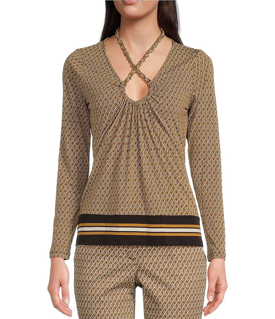 MICHAEL Michael Kors Chain Criss-Cross V-Neck Matte Jersey Coordinating ...