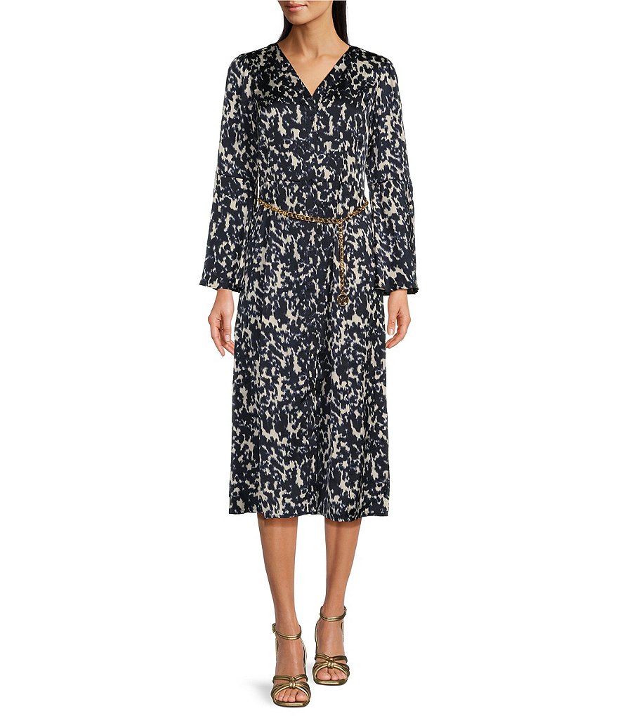 Michael Michael Kors Cotton Belted sale Bell-Sleeve Dress, Regular & Petite Size: M