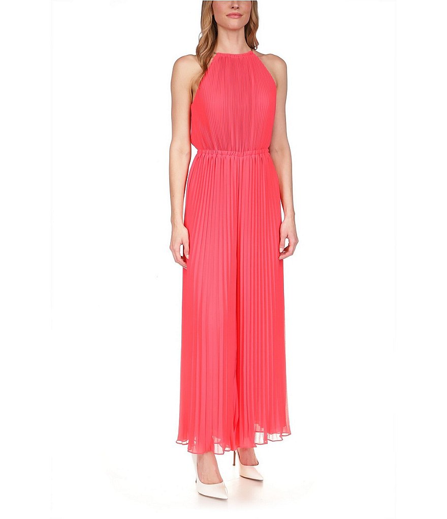 MICHAEL Michael Kors Halter Neck Sleeveless Pleated Jumpsuit