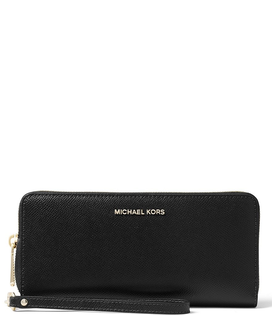 Michael Kors Women's Jet Set Travel Medium Zip Around Phone Holder Wallet  (BLACK/GOLD) : Clothing, Shoes & Jewelry 