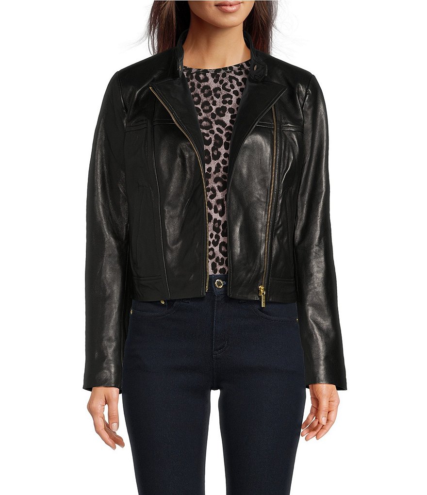 MICHAEL Michael Kors Leather Michael Kors in Black Womens Clothing Jackets Leather jackets 