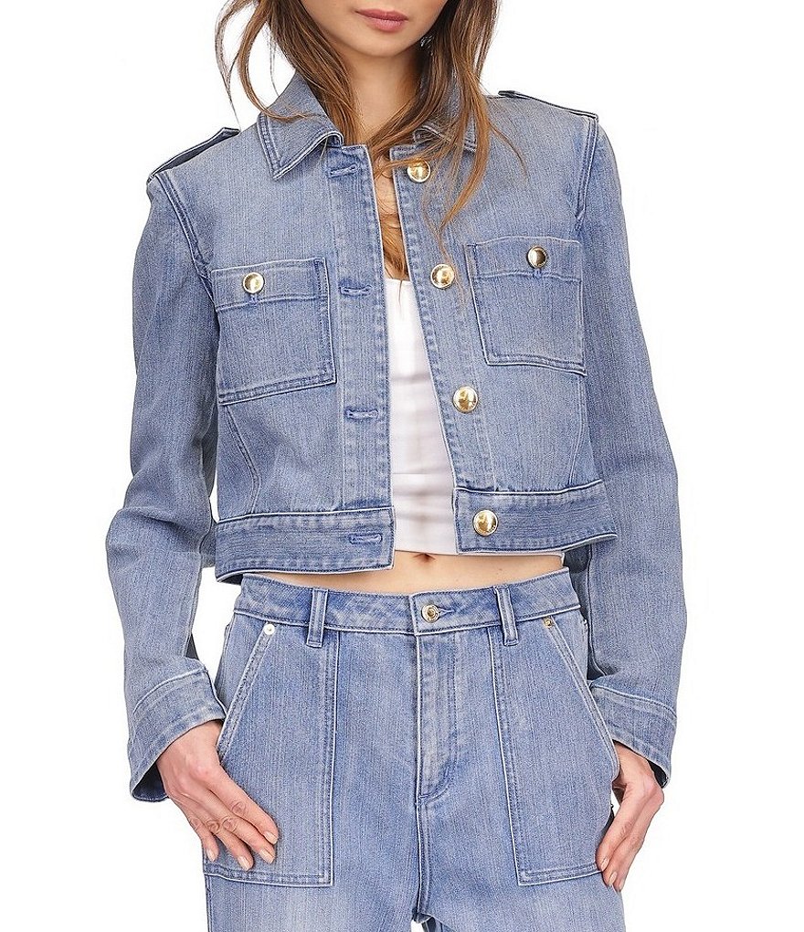 Michael kors cropped denim jacket best sale