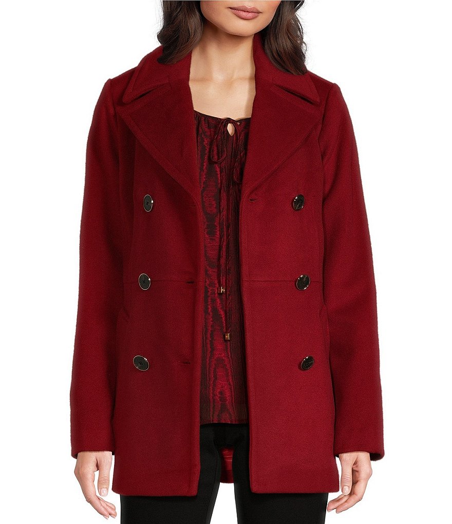 Michael cheapest Kors Double Breasted Red Wool Pea Coat.