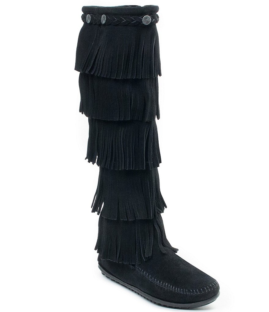 Minnetonka over the hot sale knee fringe boots