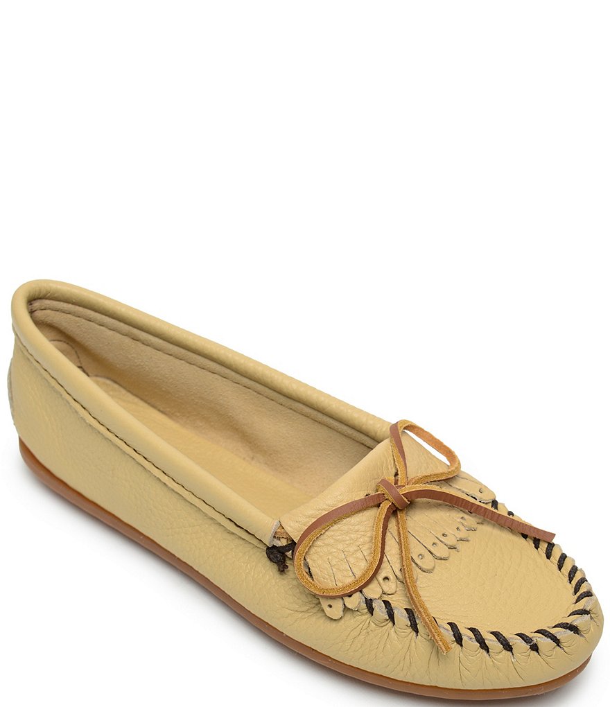 Minnetonka Deerskin Beaded Ladies Carmel Moccasin Shoes 8.5 